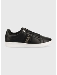 Δερμάτινα αθλητικά παπούτσια Tommy Hilfiger Signature Webbing Court Sneaker , χρώμα: μαύρο
