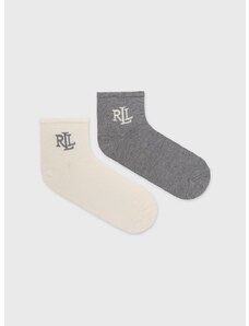 Lauren Ralph Lauren κάλτσες jedwabne (2-pack) χρώμα: γκρι