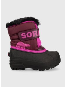 Παιδικές μπότες χιονιού Sorel Childrens Snow χρώμα: μοβ