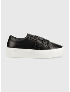 Δερμάτινα αθλητικά παπούτσια Calvin Klein Flatform Cupsole Lace Up χρώμα: μαύρο