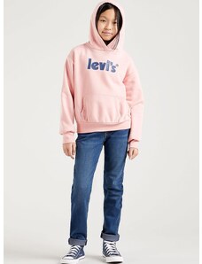 Παιδική μπλούζα Levi's χρώμα: ροζ, με κουκούλα