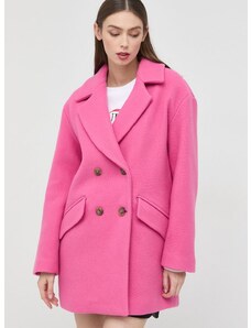 Μάλλινο παλτό Pinko γυναικεία, χρώμα: ροζ