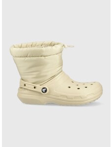 Μπότες χιονιού Crocs Classic Lined Neo Puff Boot χρώμα: μπεζ