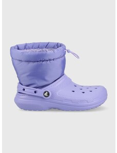 Μπότες χιονιού Crocs Classic Lined Neo Puff Boot χρώμα: μοβ