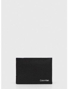 Δερμάτινη θήκη για κάρτες Calvin Klein χρώμα: μαύρο