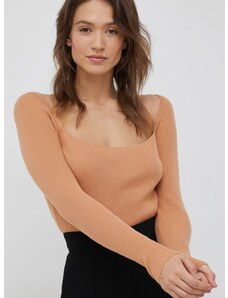 Πουλόβερ με προσθήκη μαλλιού Calvin Klein γυναικεία, χρώμα: πορτοκαλί,