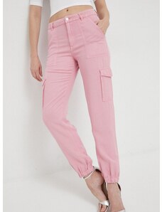 Παντελόνι Guess χρώμα: ροζ,