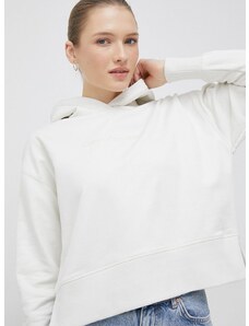 Βαμβακερή μπλούζα Calvin Klein Jeans γυναικεία, χρώμα: μπεζ, με κουκούλα