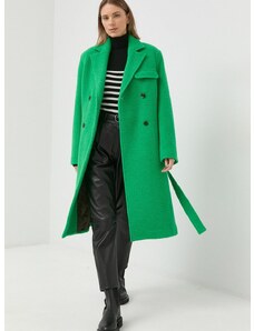 Μάλλινο παλτό Samsoe Samsoe Milena χρώμα: πράσινο