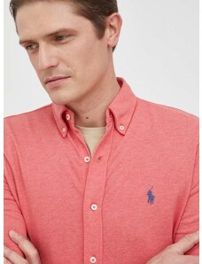 Βαμβακερό πουκάμισο Polo Ralph Lauren ανδρικό, χρώμα: κόκκινο,