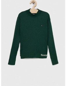 Παιδικό πουλόβερ Tommy Hilfiger χρώμα: πράσινο