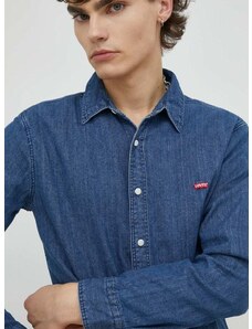 τζιν πουκάμισο Levi's ανδρικό, χρώμα: ναυτικό μπλε