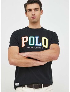 Βαμβακερό μπλουζάκι Polo Ralph Lauren , χρώμα: μαύρο