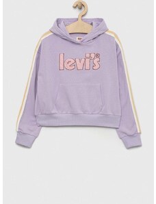 Παιδική μπλούζα Levi's χρώμα: μοβ, με κουκούλα
