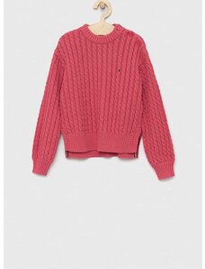 Παιδικό βαμβακερό πουλόβερ Tommy Hilfiger χρώμα: ροζ