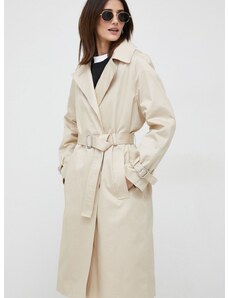 Βαμβακερό παλτό Calvin Klein χρώμα: μπεζ