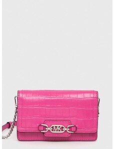 Δερμάτινη τσάντα ώμου MICHAEL Michael Kors χρώμα: ροζ