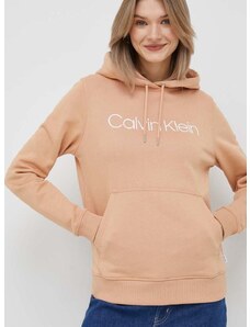 Μπλούζα Calvin Klein χρώμα: πορτοκαλί, με κουκούλα