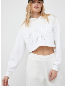 Μπλούζα Calvin Klein Jeans χρώμα: άσπρο, με κουκούλα