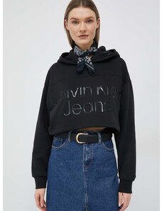 Μπλούζα Calvin Klein Jeans χρώμα: μαύρο, με κουκούλα