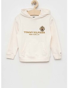 Παιδική μπλούζα Tommy Hilfiger χρώμα: μπεζ, με κουκούλα