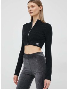 Βαμβακερή ζακέτα Calvin Klein Jeans χρώμα: μαύρο