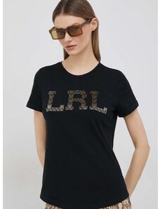 Βαμβακερό μπλουζάκι Lauren Ralph Lauren χρώμα: μαύρο