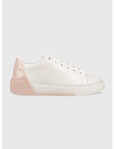Δερμάτινα αθλητικά παπούτσια Calvin Klein HW0HW01378 HEEL COUNTER CUPSOLE LACE UP χρώμα: άσπρο