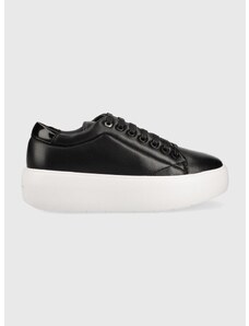 Δερμάτινα αθλητικά παπούτσια Calvin Klein HW0HW01356 BUBBLE CUPSOLE LACE UP χρώμα: μαύρο