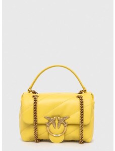 Δερμάτινη τσάντα Pinko χρώμα: κίτρινο