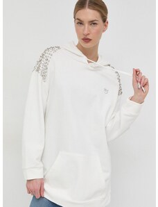 Βαμβακερή μπλούζα Pinko γυναικεία, χρώμα: άσπρο, με κουκούλα