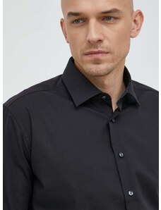 Βαμβακερό πουκάμισο Seidensticker ανδρικό, χρώμα: μαύρο
