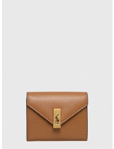 Δερμάτινο πορτοφόλι Polo Ralph Lauren γυναικεία, χρώμα: μπεζ