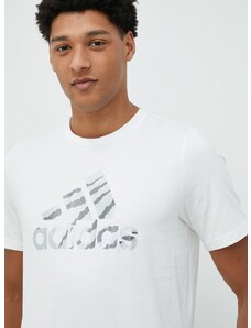 Βαμβακερό μπλουζάκι adidas χρώμα: άσπρο