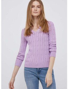 Βαμβακερό πουλόβερ Polo Ralph Lauren χρώμα: μοβ