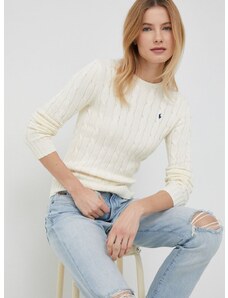 Βαμβακερό πουλόβερ Polo Ralph Lauren χρώμα: μπεζ