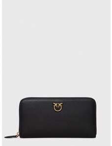 Δερμάτινο πορτοφόλι Pinko γυναικείο, χρώμα: μαύρο, 100250 A0F1