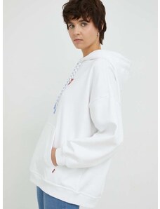 Βαμβακερή μπλούζα Levi's γυναικεία, χρώμα: άσπρο, με κουκούλα