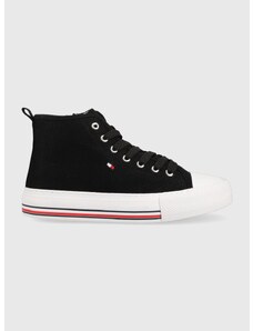 Παιδικά πάνινα παπούτσια Tommy Hilfiger χρώμα: μαύρο