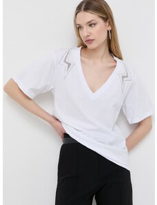 Βαμβακερό μπλουζάκι Pinko χρώμα: άσπρο