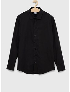 Βαμβακερό πουκάμισο Seidensticker Ανδρικό, χρώμα: μαύρο