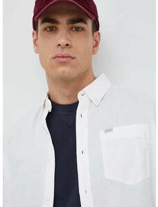 Βαμβακερό πουκάμισο Pepe Jeans Fabio ανδρικό, χρώμα: άσπρο