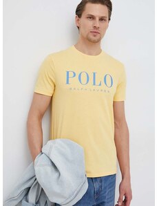 Βαμβακερό μπλουζάκι Polo Ralph Lauren χρώμα: κίτρινο
