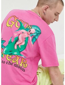 Βαμβακερό μπλουζάκι GCDS χρώμα: ροζ