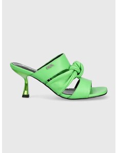 Δερμάτινες παντόφλες Karl Lagerfeld PANACHE γυναικείες, χρώμα: πράσινο, KL30126