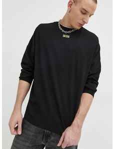 Βαμβακερή μπλούζα με μακριά μανίκια GCDS χρώμα: μαύρο