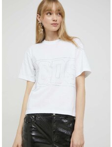 Βαμβακερό μπλουζάκι GCDS χρώμα: άσπρο