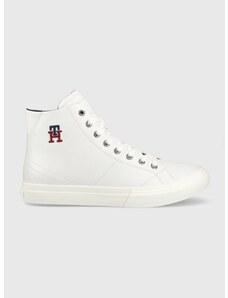 Δερμάτινα αθλητικά παπούτσια Tommy Hilfiger TH HI VULC STREET LEATHER χρώμα: άσπρο, FM0FM04739