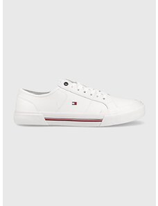 Δερμάτινα ελαφριά παπούτσια Tommy Hilfiger CORE CORPORATE VULC LEATHER χρώμα: άσπρο, FM0FM04561