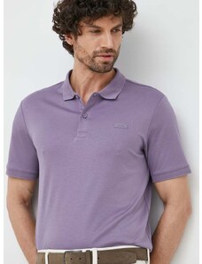 Βαμβακερό μπλουζάκι πόλο Calvin Klein χρώμα: μοβ